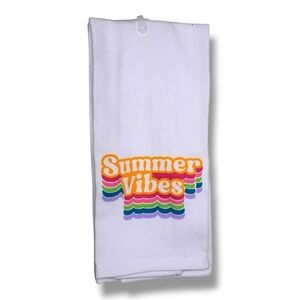 NEW Summer Vibes Kitchen Towel 15 x 25 Cotton Multicolor White Hand Dish Gift